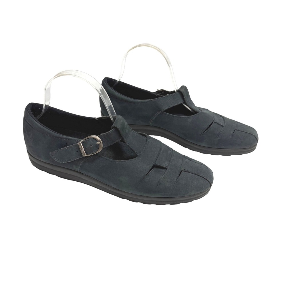 Munro Sport‎ Mary Jane Flats 11 N Navy Blue Leather T-Strap Buckle Comfort Shoes